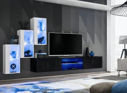 Wall unit Luxury Furniture Complete Set Designer Modern Furnishings 3x wall cabinet